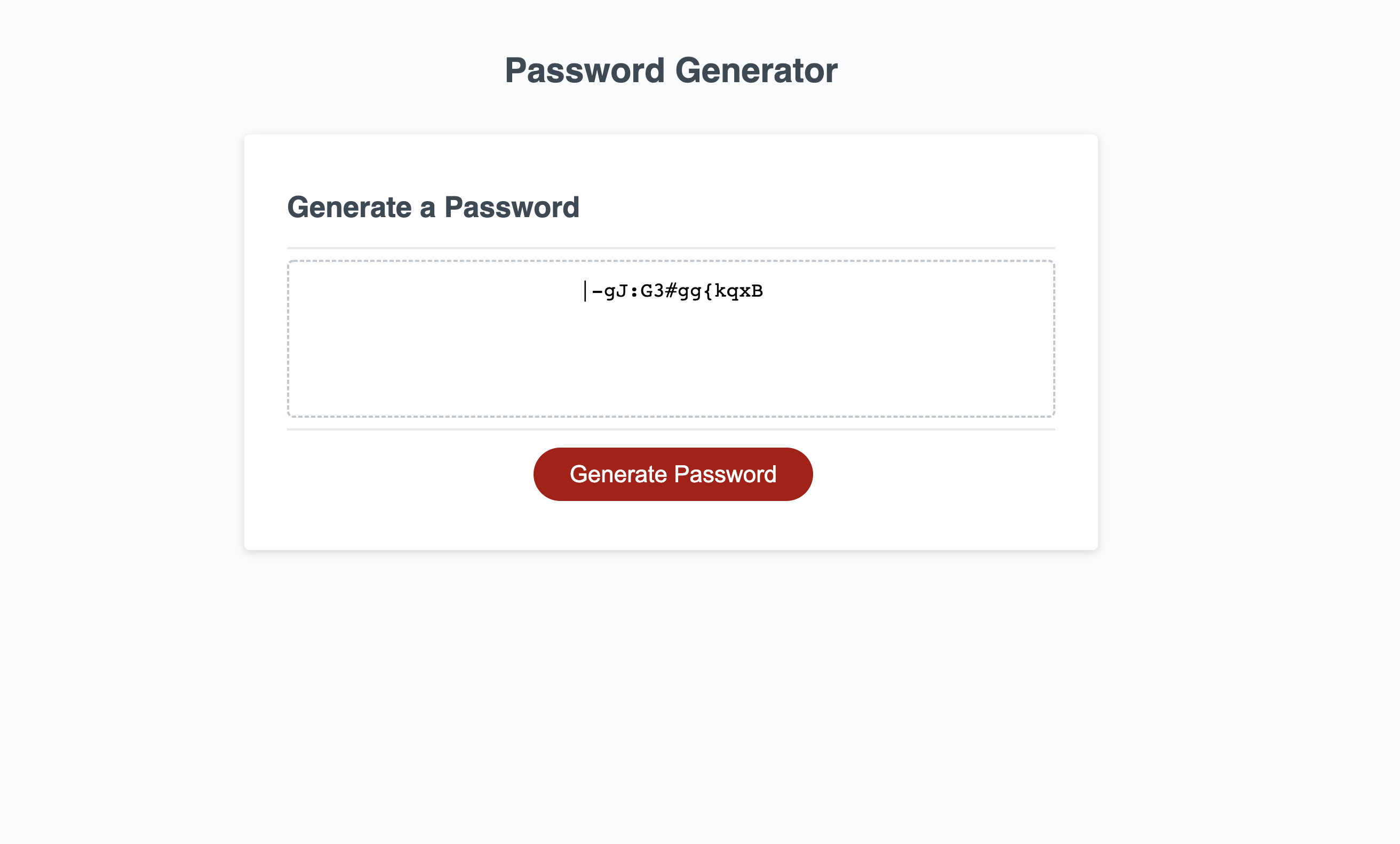 Screenshot of Password Generator